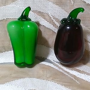 VINTAGE Glass Pepper & Eggplant